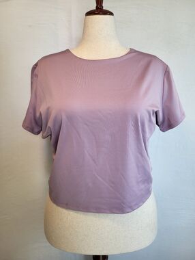 Women’s Short Sleeve Scoop Neck Cropped Top - Lavender XXL NWT